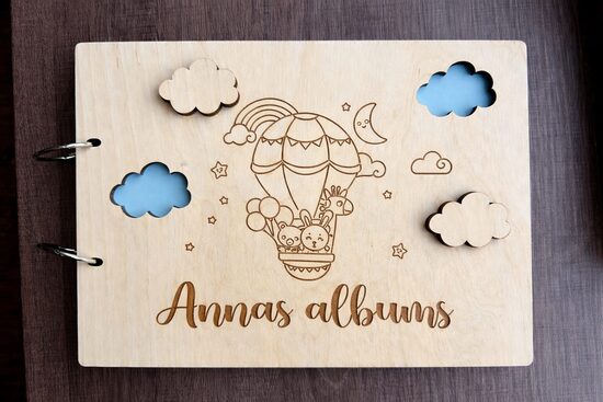 Personalizēts koka  foto albums bērniem 